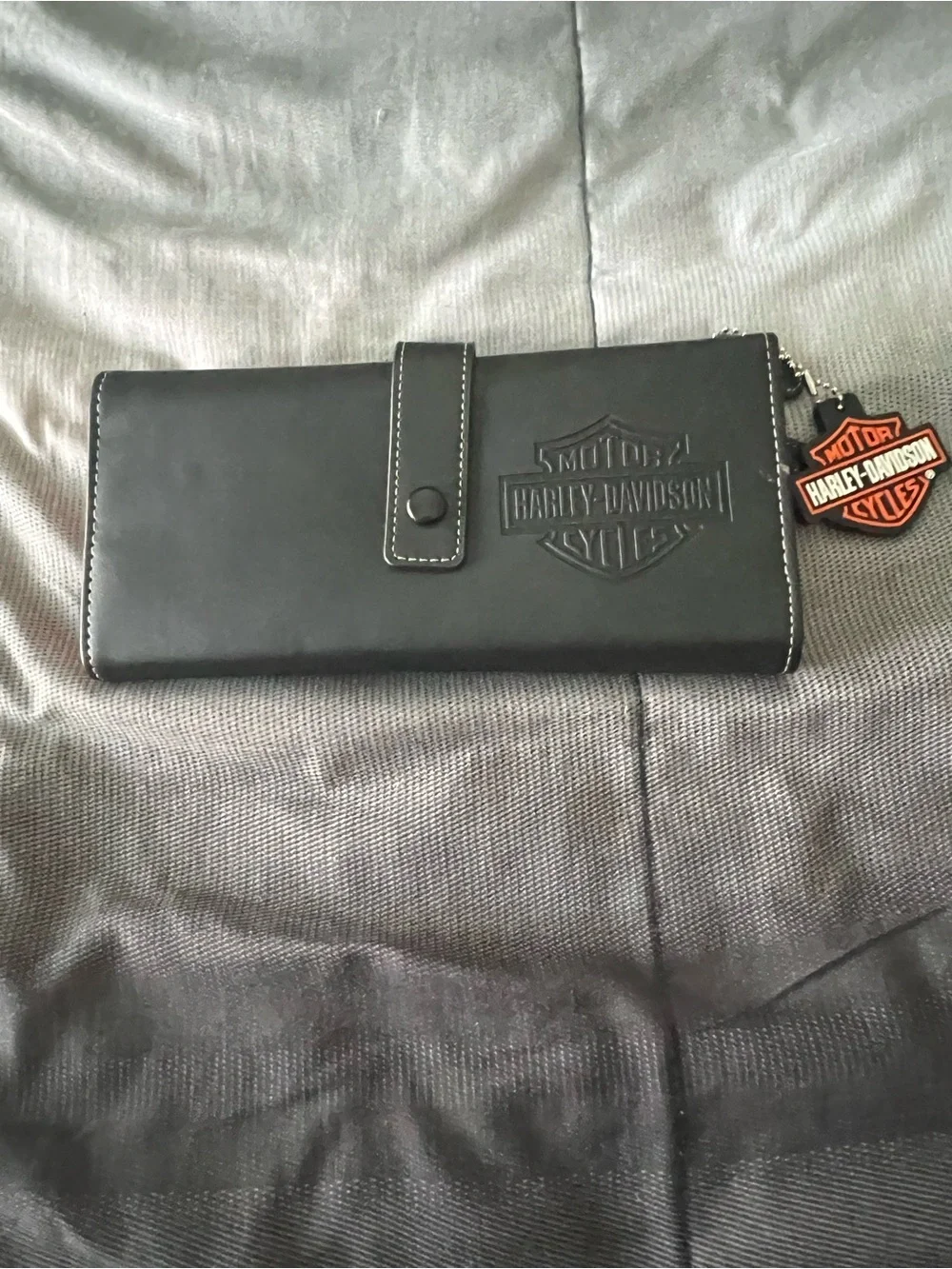 Harley-Davidson Black Leather Bi-Fold Wallet with Embossed Logo